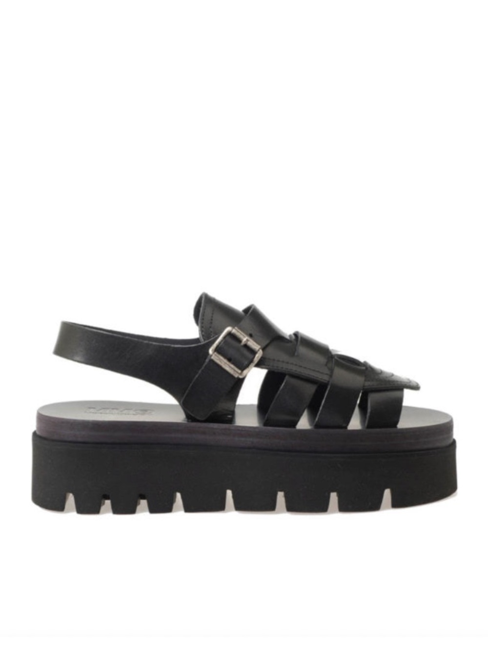 Maison Margiela MM6 Platform wedge Sandals Fishermen black leather 39 - Picture 2 of 11